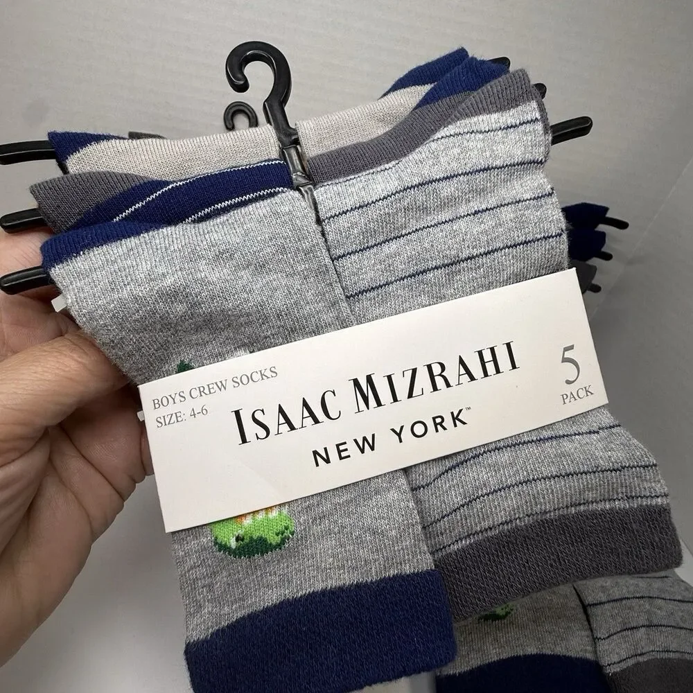 Isaac Mizrahi New York 5 Pack Boys Crew Socks Sz 4-6 Bundle Lot Of 4 Packs New